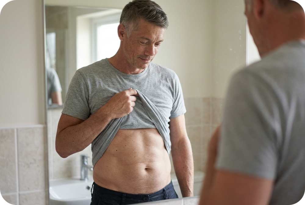 4. The dad-bod started to shift.